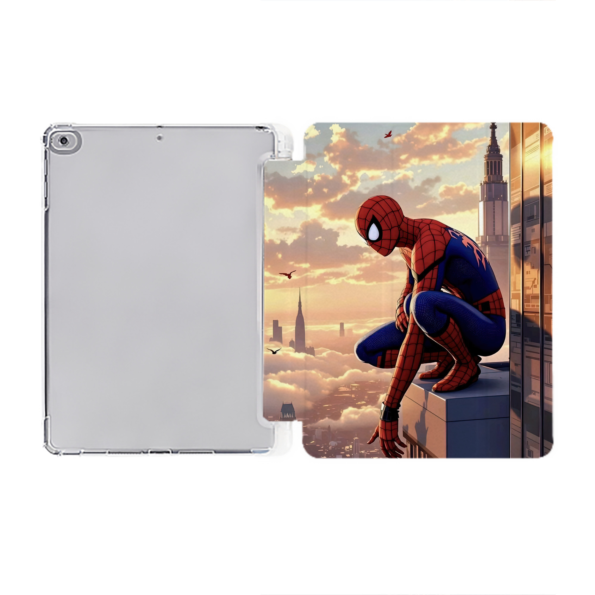 （画像用） Spider Man スパイダーマン IPad ケース ペン収納付き 三つ折りスタンド PUレザー×シリコン 対応機種9.5/10.5/10.9インチ